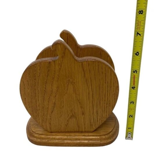 Wood Napkin Holder Apple-Shaped Kitchen Storage Vintage Country Farmhouse Decor - Picture 5 of 12